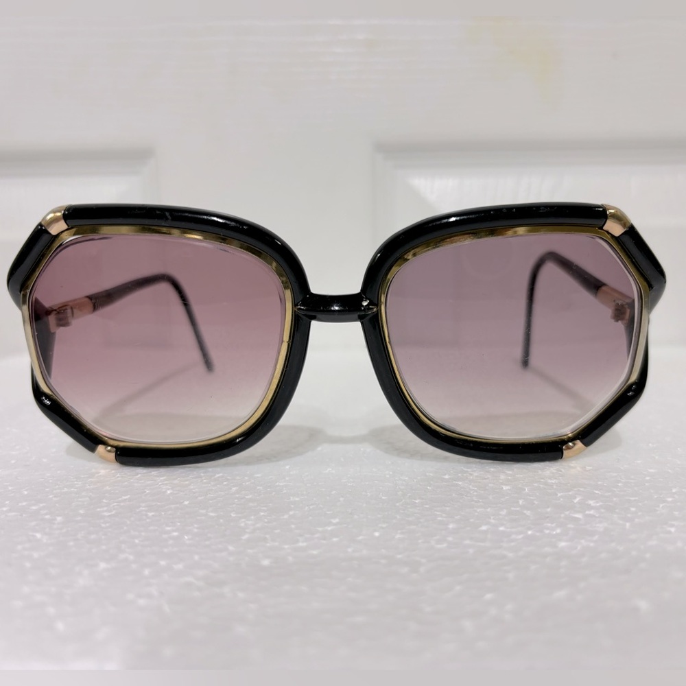 Vintage Ted Lapidus / Brigette Bardot style/ Black with gold rim oversize frame